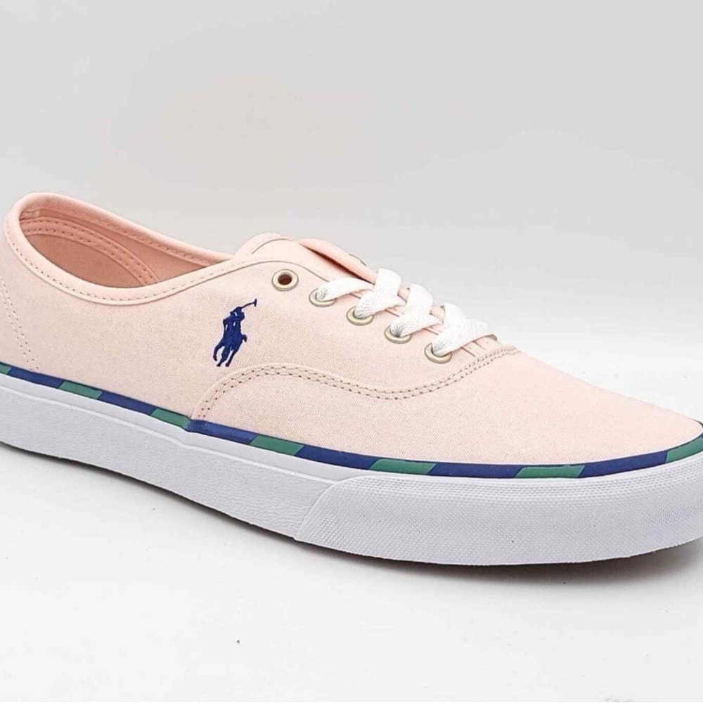 Ralph Lauren Light Pink Sneakers with Blue and Green Accents